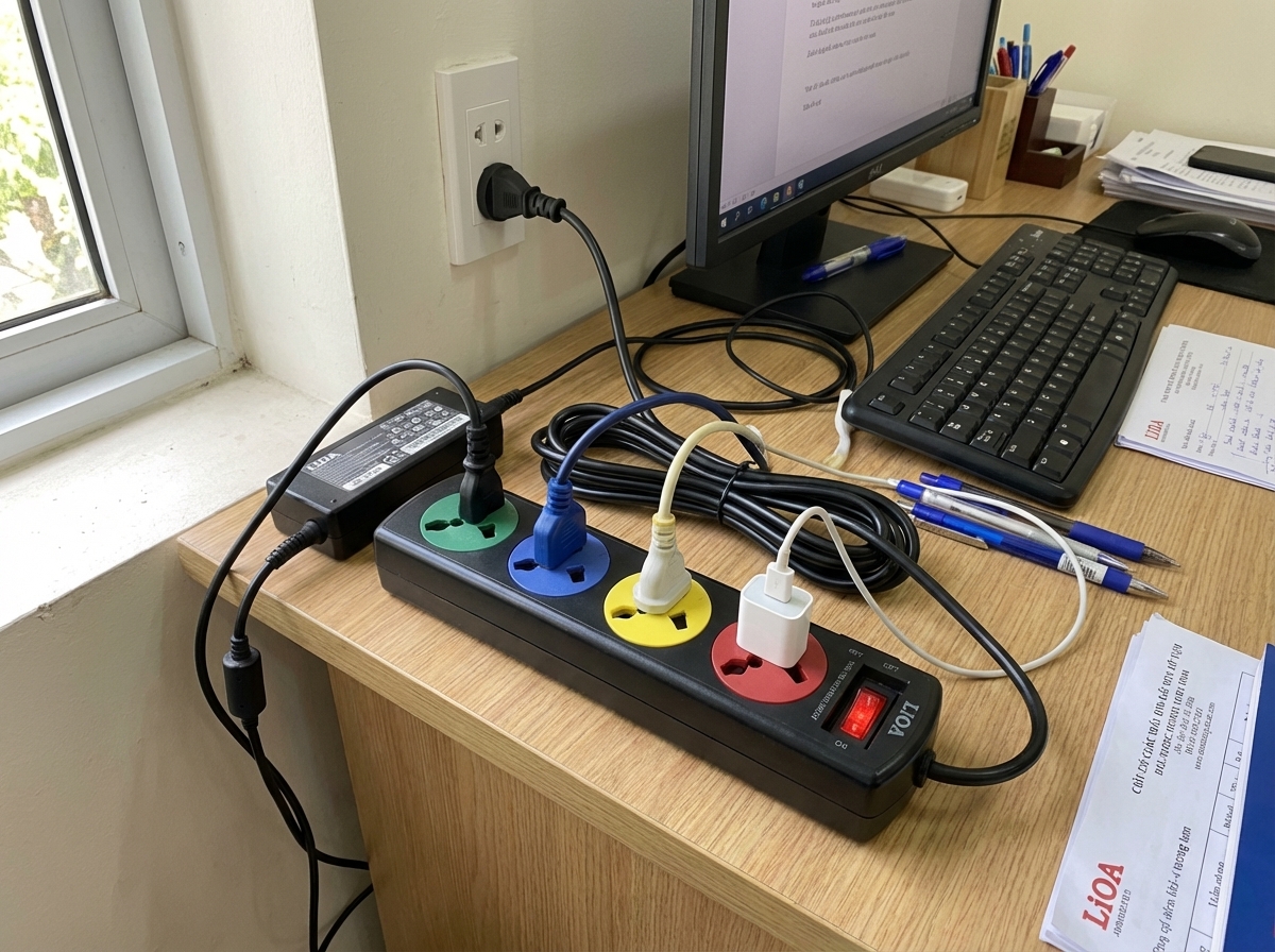 Ổ Cắm LiOA 4DND5.2.10 (4 Lỗ - 5m - 10A) Đa Năng Có CB